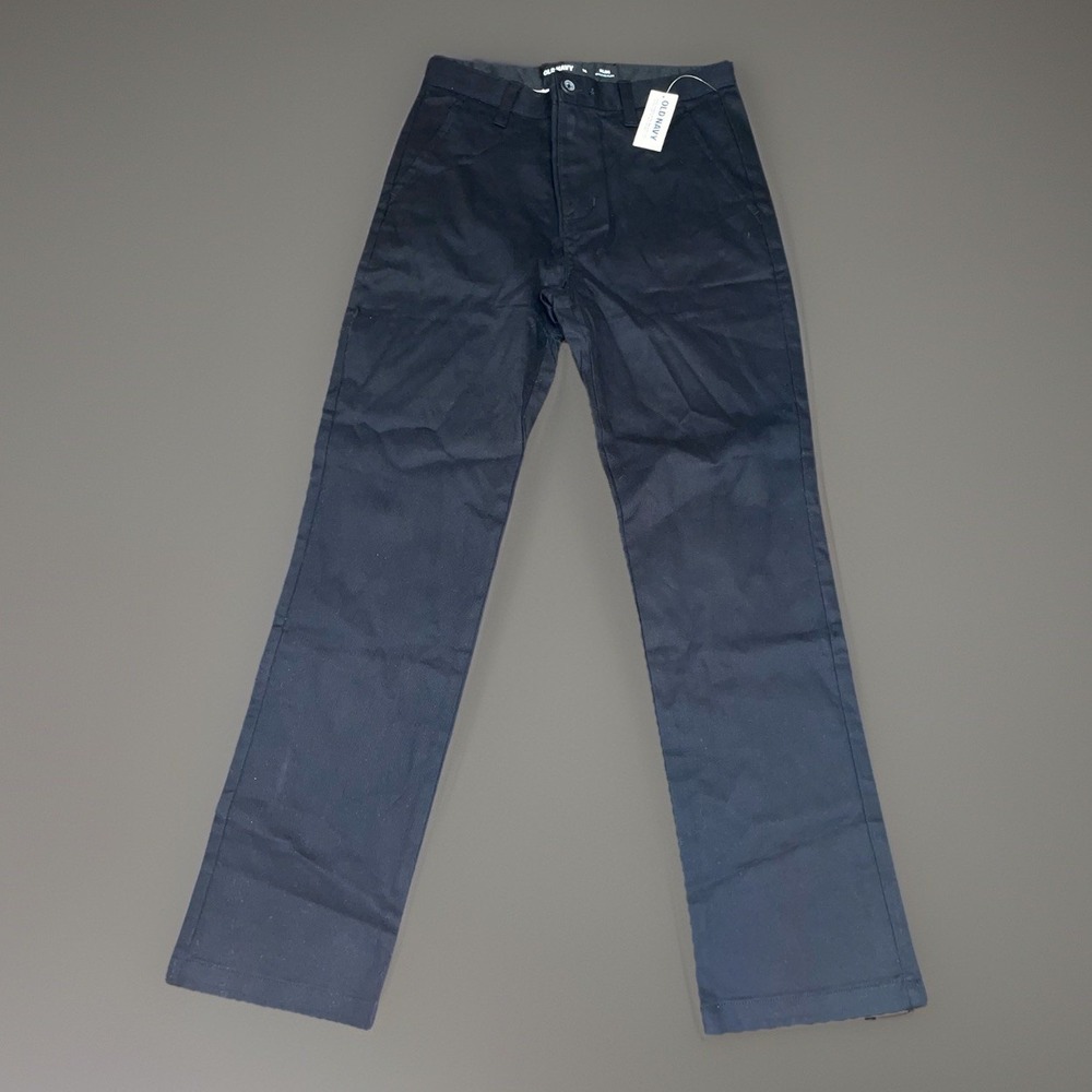 Old Navy Slim Fit Solid Black Pants Build In Flex Youth Size 12 NWT
